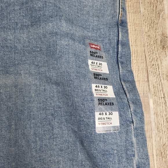 Men's Levi's 550 Relaxed-Fit Stretch Straight Blue Jeans 48x30 New - Picture 3 of 15